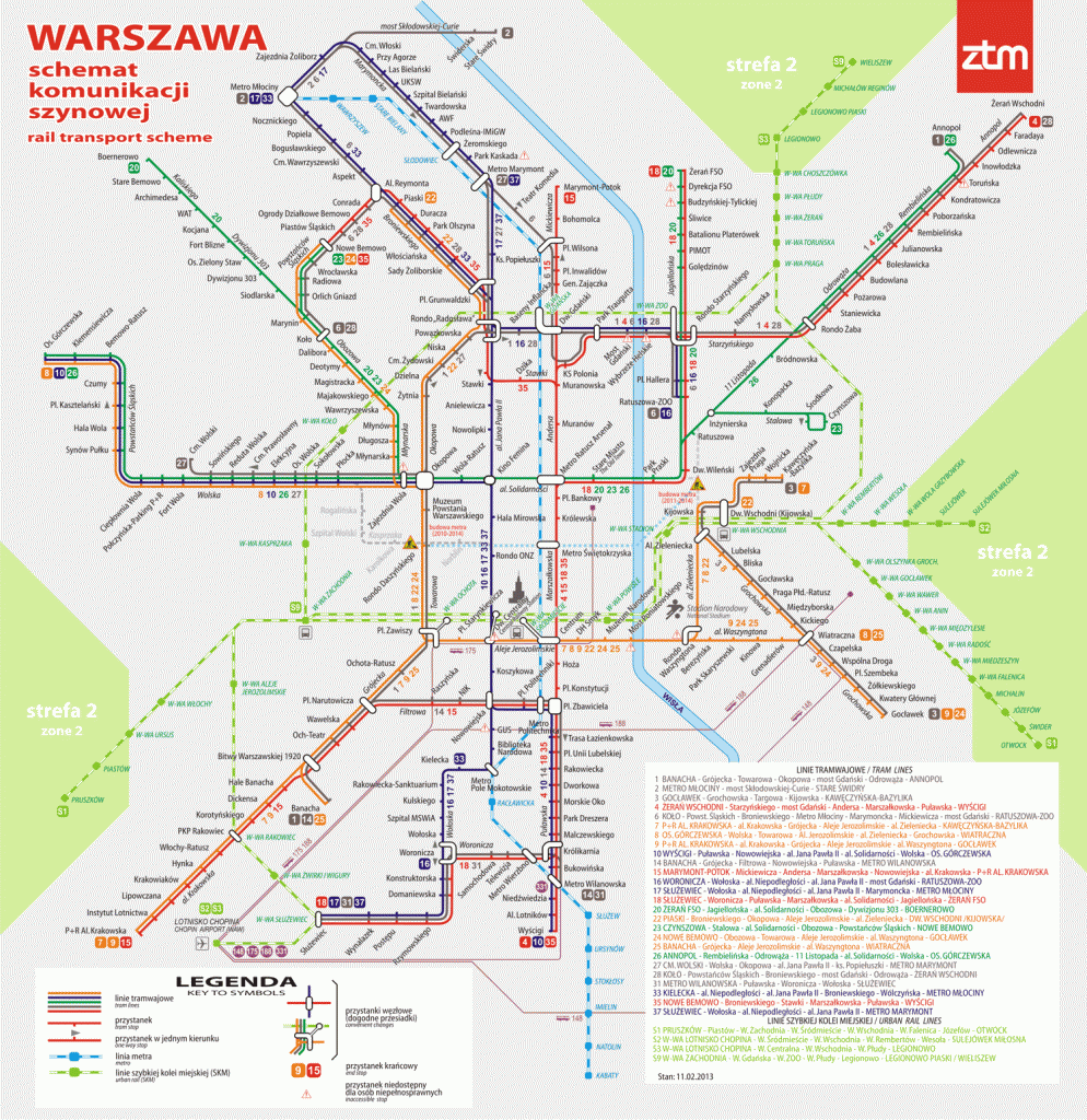 Plano del tranvía de Varsovia